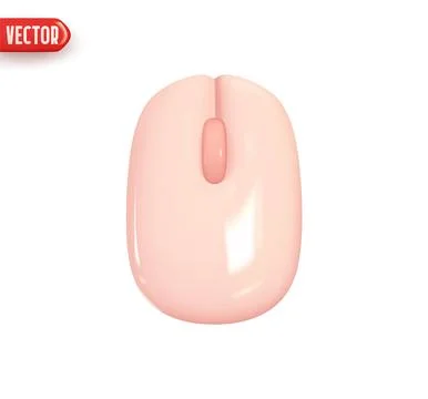 Device PC mouse pink color. Realistic 3d design element In plastic cartoon st Stock Illustration