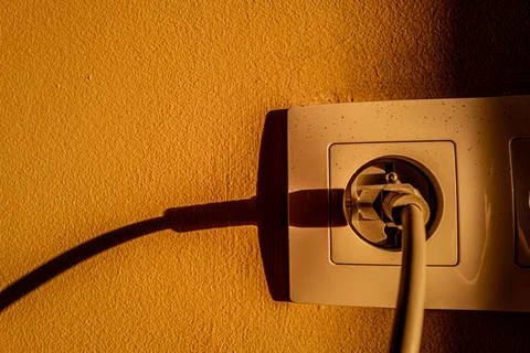  device plugged into an electrical socket Agadir Beach Souss-Massa Marocco... Stock Photos