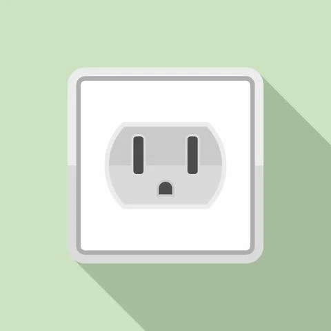 Device power socket icon, flat style Stock Illustration