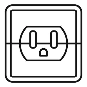 Device power socket icon, outline style Stock Illustration