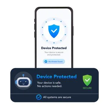 Device protected security notification. vector illustration Stock Illustration