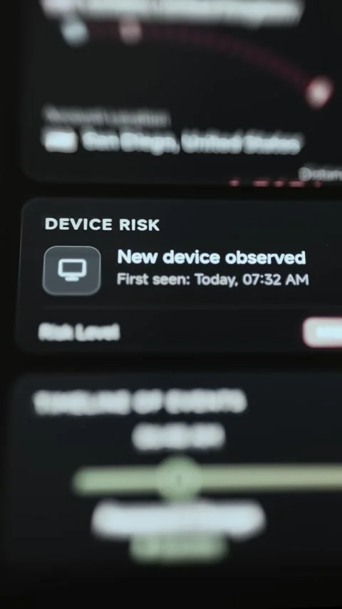 Device Risk Panel Reporting A Newly Seen Device 4K Stock Footage 341853690