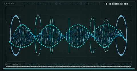 Device screen with blue DNA helix pattern Stock Photos
