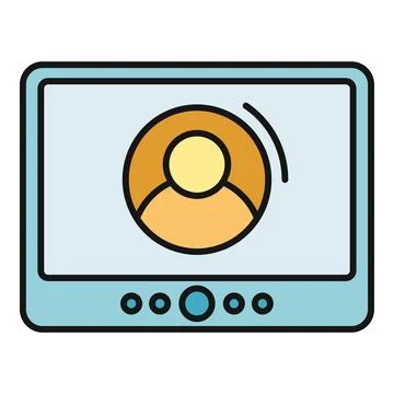 Device screen displaying user profile icon and loading animation Stock Illustration