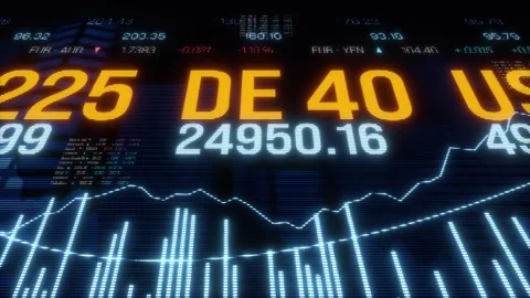 Device screen with global stock market index data, financial market information. Stock Footage 330876751