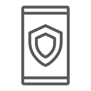 Device security line icon, data and protection Stock Illustration