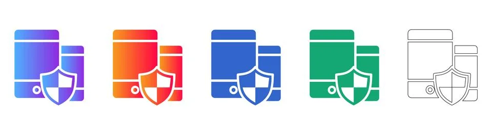Device Security Protection Icon Set Illustrazione stock