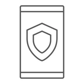 Device security thin line icon, data protection Stock Illustration
