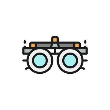 Device for selection glasses, lenses, diopters flat color line icon. Illustrazione stock