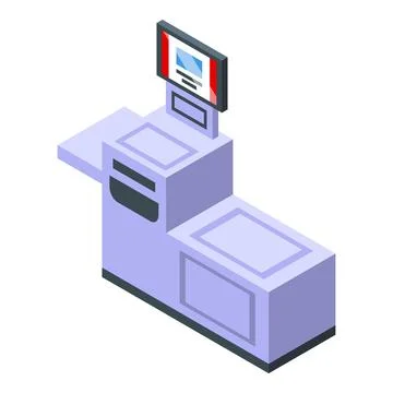 Device self service icon isometric vector. Panel device Stock Illustration