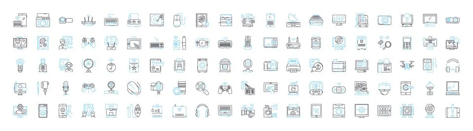 Device services vector line icons set. Device, Services, Repair, Network 스톡 일러스트