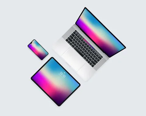 Device Set From Top Laptop Tablet Mobile Illustrazione stock