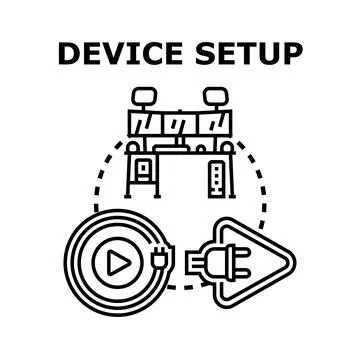 Device setup connecting system and electronics Ilustración de archivo