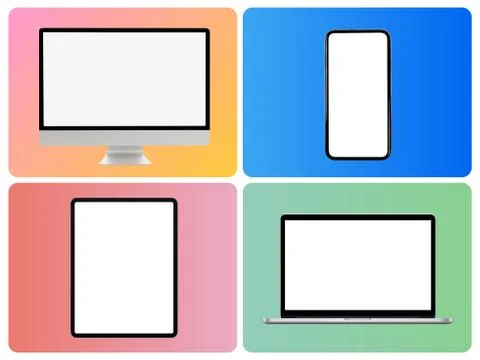 Device Simple Trendy Set on Gradient Background Stock Illustration