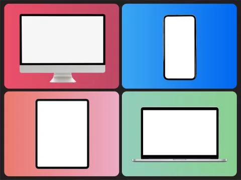 Device Simple Trendy Set on Gradient Background Illustrazione stock