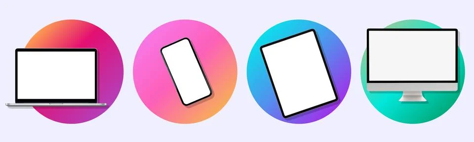 Device Simple Trendy Set on Gradient Background Stock Illustration