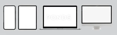 Device Simple Trendy Set on Grey Background Illustrazione stock