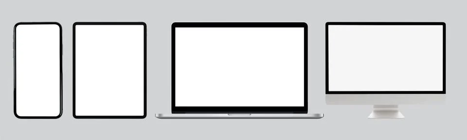 Device Simple Trendy Set on Grey Background Illustrazione stock
