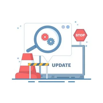 Device with software update screen, System maintenance, payment process. Stock Illustration