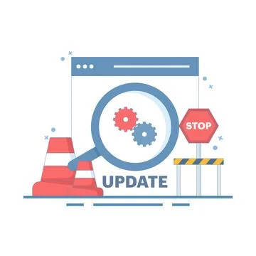 Device with software update screen, System maintenance, payment process. Stock Illustration