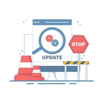 Device with software update screen, System maintenance, payment process. Stock Illustration