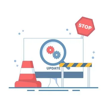 Device with software update screen, System maintenance, payment process. Stock Illustration