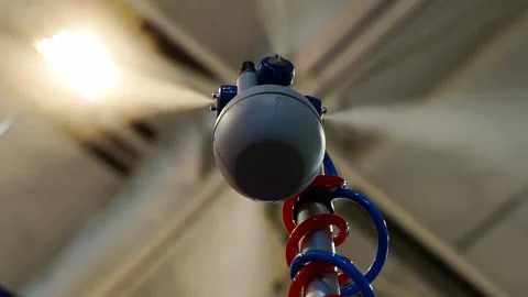 A device for spraying liquid for the purpose of disinfection. Stock Footage 142959480