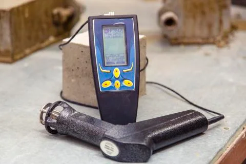 Device for the study of concrete and determine the properties, density and qu Stock Photos