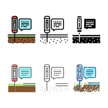 Device styleset for ph soil testing color icon vector Stock Illustration