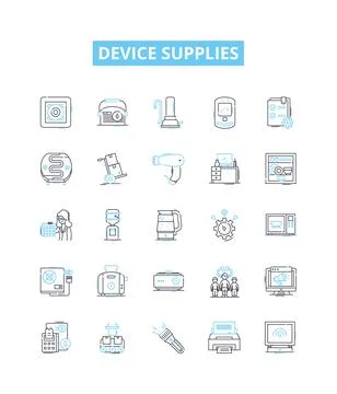 Device supplies vector line icons set. Device, Supplies, Accessories, Gadgets Stock Illustration