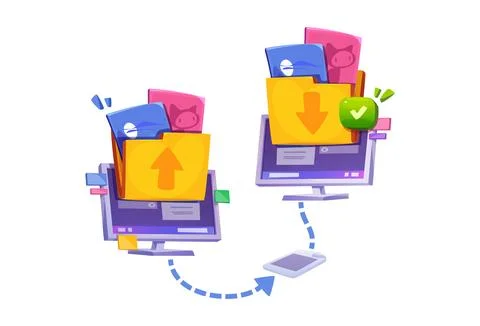 Device synchronization showing data transfer 스톡 일러스트