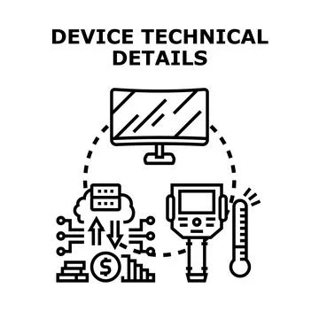 Device technical details outlining system parameters Stock Illustration
