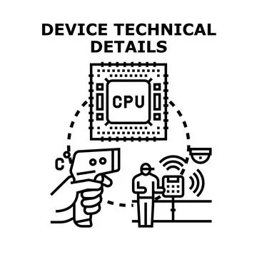 Device technical details system processing information concept Stock Illustration