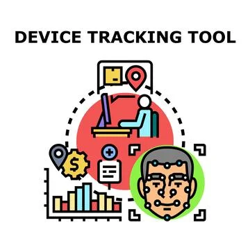 Device tracking tool managing data analytics and biometric recognition Stock Illustration
