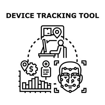 Device tracking tool managing data analytics and biometric recognition Stock Illustration