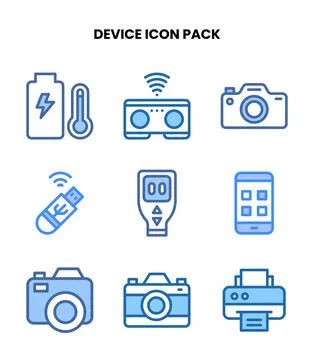 Device Two Colour Vector Icons Pack Stock Illustration