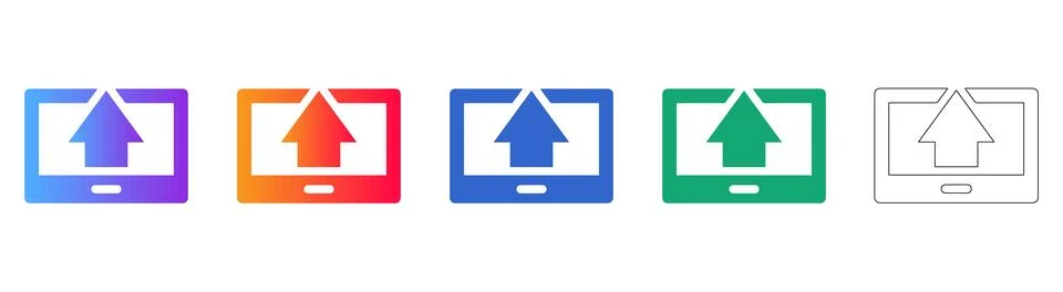 Device Upload Screen Icon Set 스톡 일러스트