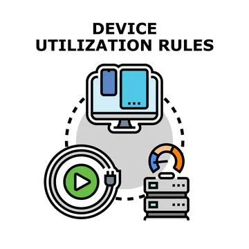 Device utilization rules for technology resources and data Stockillustratie