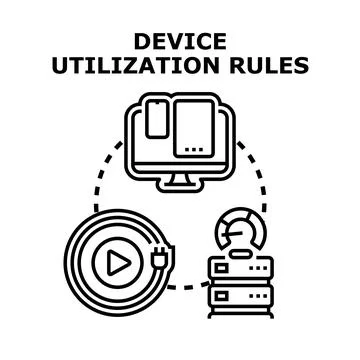 Device utilization rules for technology resources and data Stock Illustration