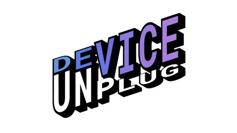 DEVICE vs UNPLUG, 3D Text Animation in Isometric View with Opposite Word Motion Stock Footage 314263414