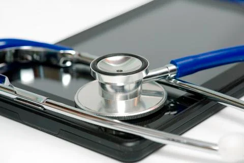 Device wtih stethoscope Stock Photos