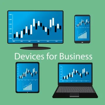 Devices for Business, flat design Stock Illustration