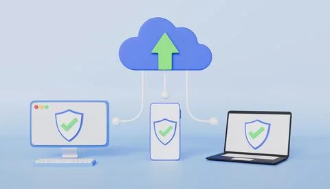 Devices connected to the cloud, global data sharing, protection systems 스톡 일러스트