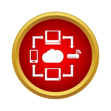 Devices connected to the cloud icon, simple style Illustrazione stock