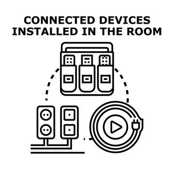 Devices connecting to smart home network installation Stock Illustration