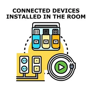 Devices connecting to smart home network installation Illustrazione stock