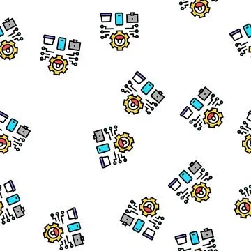Devices connection of user ugc vector seamless pattern Stock Illustration