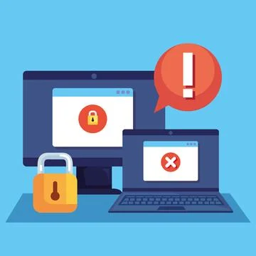 Devices with cyber fraud Stock Illustration