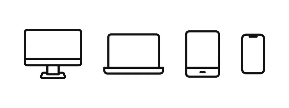 Devices icon set. Computer, laptop, tablet and phone pictogram collection. .. Stockillustratie
