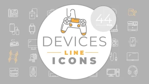 Devices Line Icons Stock After Effects